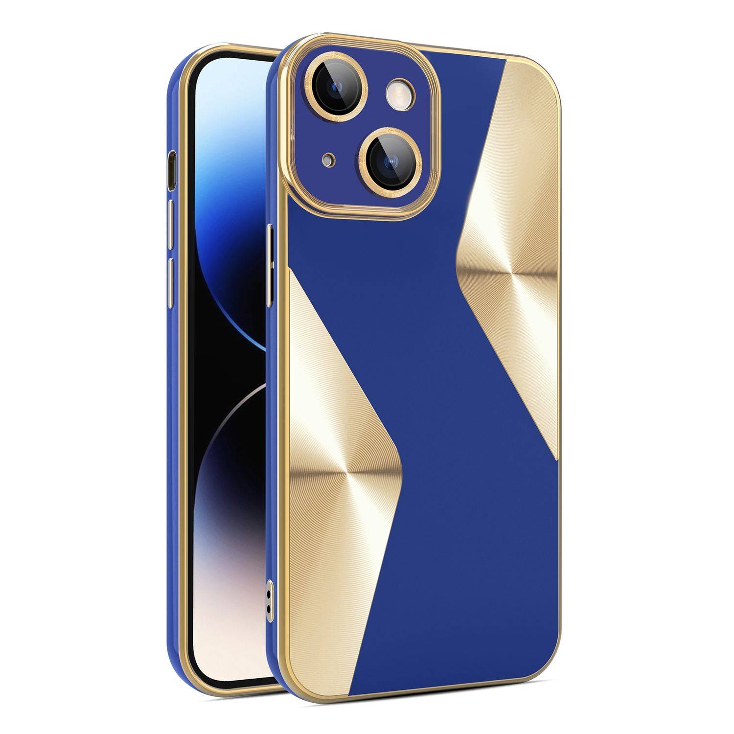 Für Apple iPhone 15 Plus Electroplating Silikon TPU Handy Hülle mit Kamera Schutz Dunkelblau-0