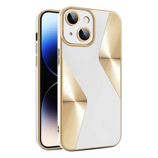 Für Apple iPhone 15 Electroplating Silikon TPU Handy Hülle mit Kamera Schutz Weiß