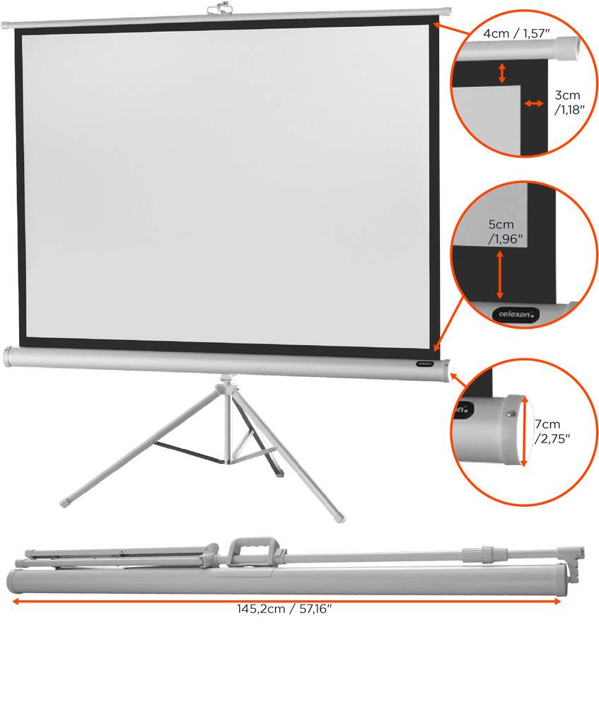 celexon Stativleinwand Economy 133 x 100 cm - White Edition-2