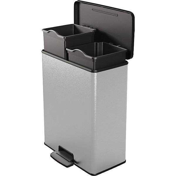 Tretmülleimer Slim Volumen 2 x 26 l HxBxT 622 x 300 x 496 mm silber. Vepa Bins Groothandel B.V. 77287849-1