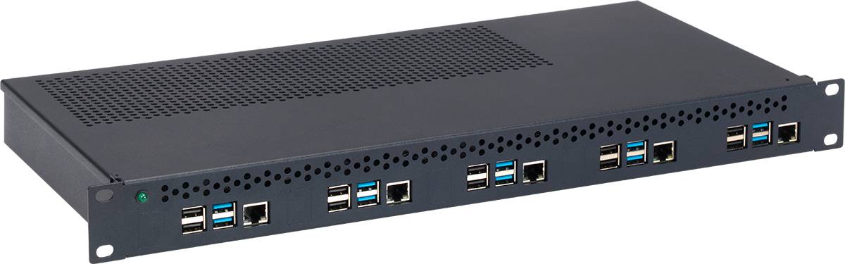 Rackmount.IT PI-RACK RM-PI-T1 - Rackmontagesatz - mit Stromversorgung - RAL 9004, Schwarz - 1U - 48.3 cm (19")-3