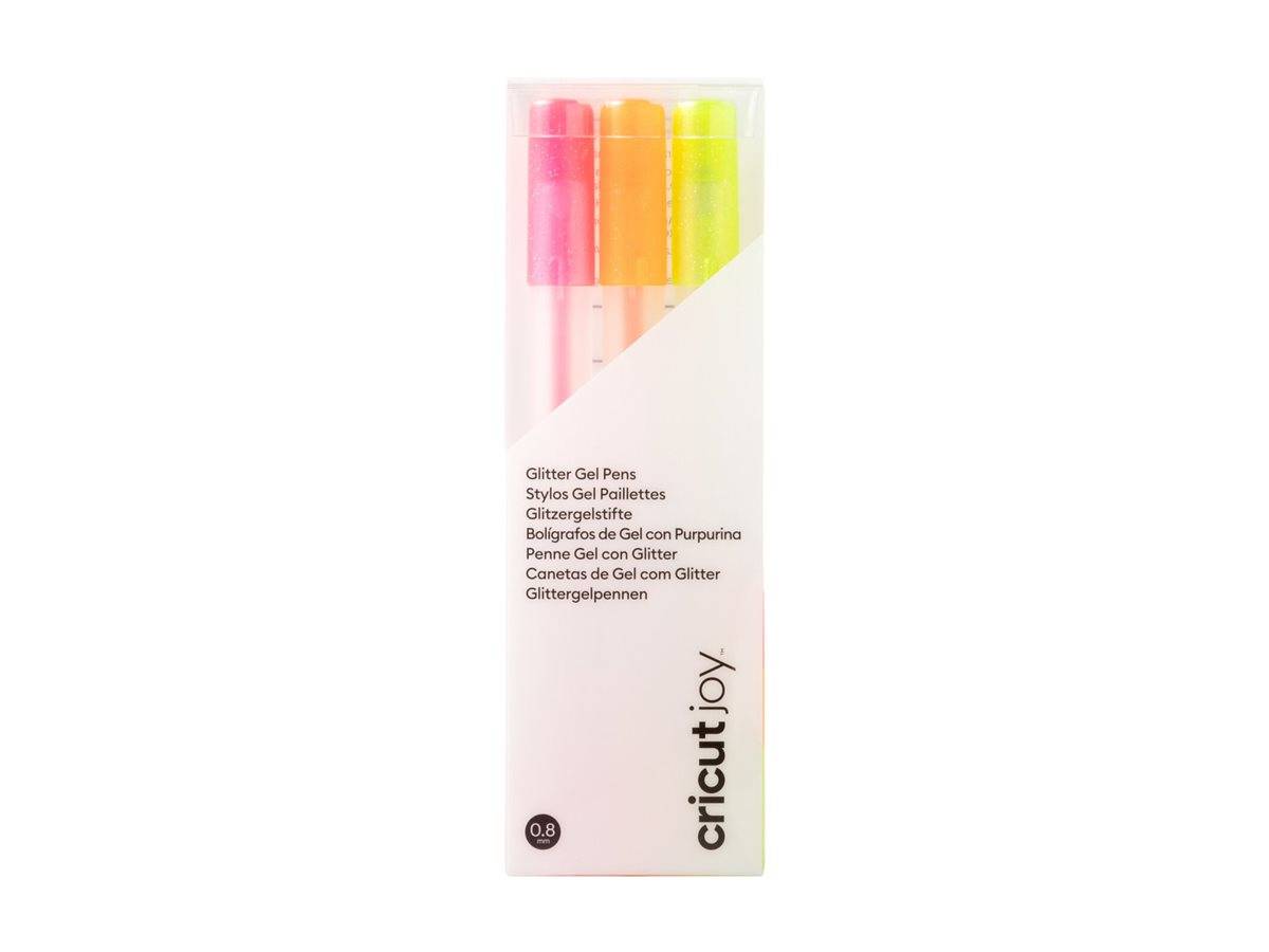 Cricut Joy - Tintenroller - Glitter Neon Yellow, Glitter Neon Pink, Glitter Neon Orange - Dunkel - Geltinte - 0.8 mm (Pa-0