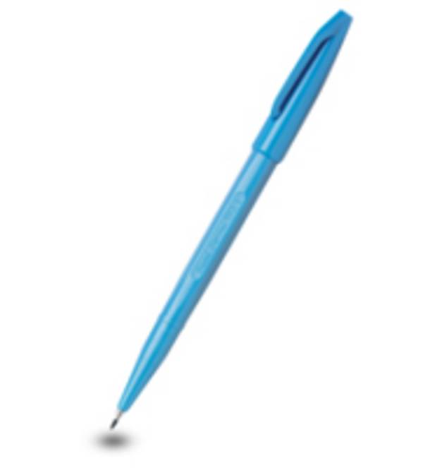 Pentel Sign Pen, Hellblau, Hellblau, Kunststoff, Rund, Tinte auf Wasserbasis, Faser