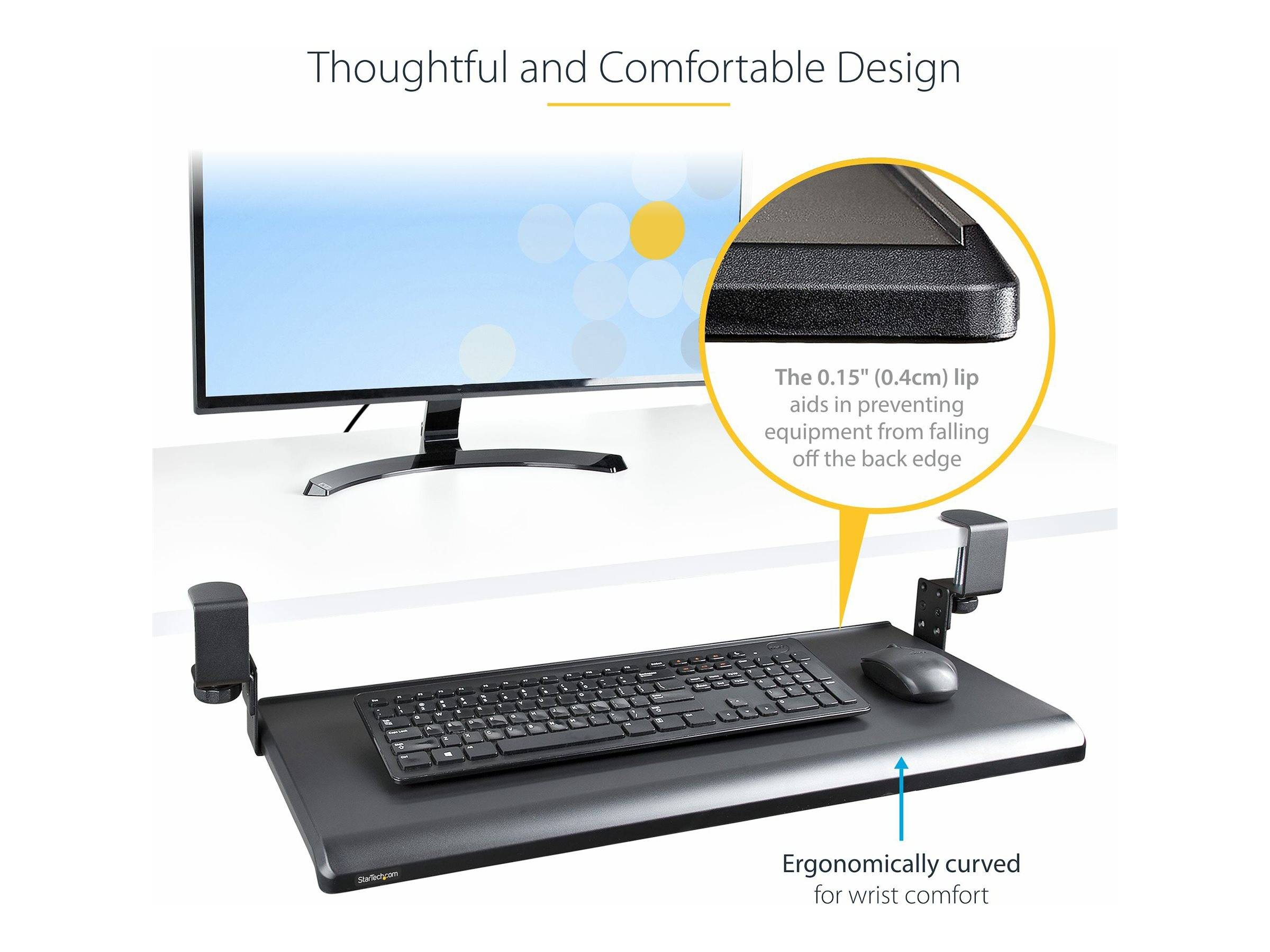 StarTech.com Under-Desk Keyboard Tray, Clamp-on Keyboard Holder, Supports up to 12kg (26.5lb)-2