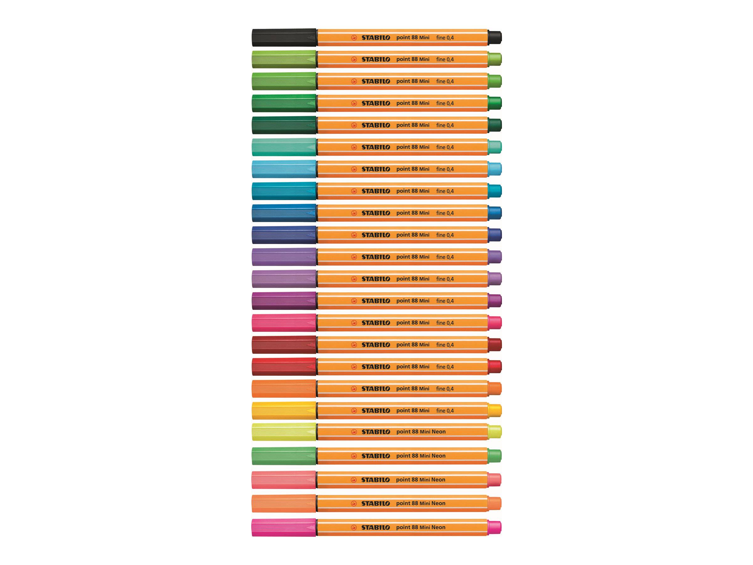 STABILO point 88 Mini - Fineliner - verschiedene Farben - 0.4 mm - fein (Packung mit 12)-1