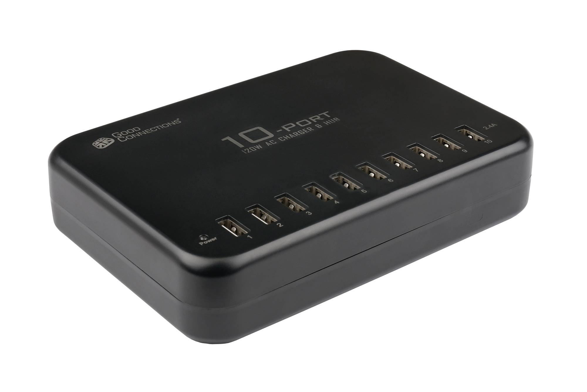 USB-Desktop-Schnellladestation 120W, 10-Port (10x USB-A), schwarz, Good Connections®-0