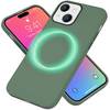 MagSafe Hülle für iPhone 15 Plus Liquid Silikon Schutz Handyhülle Magnet Case Grün