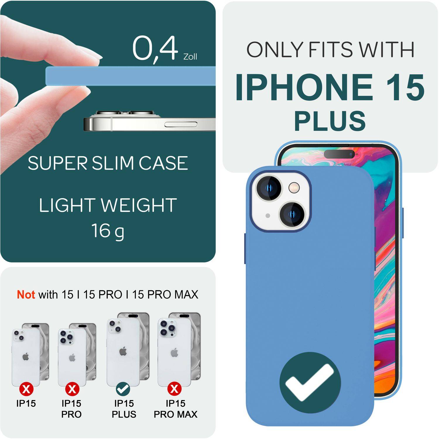 MagSafe Hülle für iPhone 15 Plus Liquid Silikon Schutz Handyhülle Magnet Case Blau-3