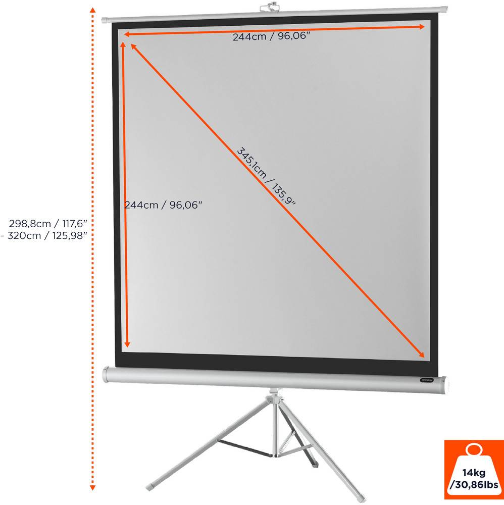 celexon Stativleinwand Economy 244 x 244 cm - White Edition-1