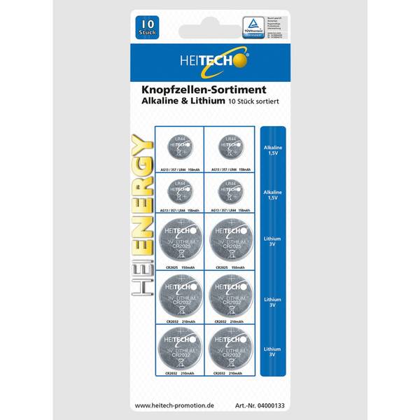 Knopfzellen-Sortiment Alkaline & Lithium 10 Stück sortiert
