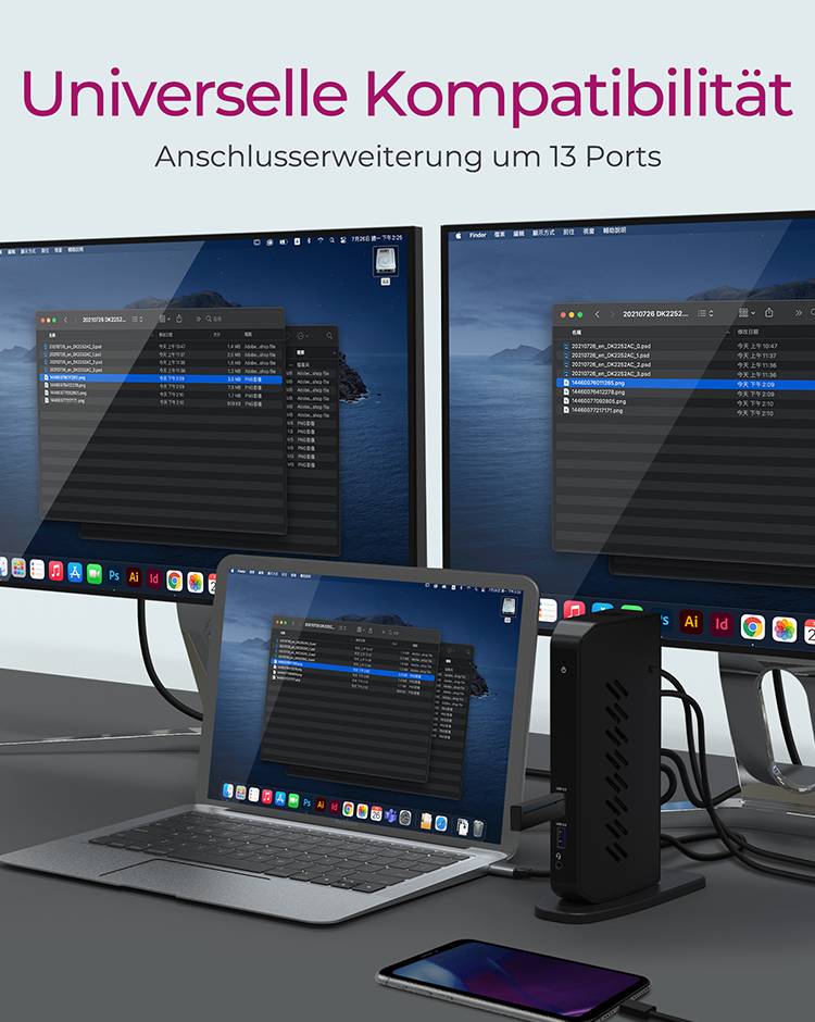 IB-DK2252AC, USB 3.2 Gen 1 Notebook DockingStation, USB 3.2 Gen 1 auf: 6x USB 3.2 Gen 1+2x DP™, 2x HDMI®+1x GigabitLAN-2