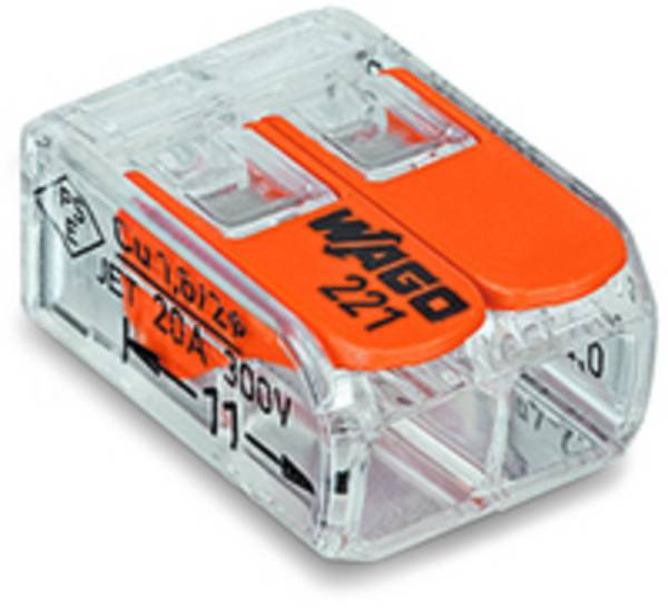 Wago 221-412, Cage Clamp, Orange, Transparent, 450 V, 32 A, 1,6 g, 13,1 mm