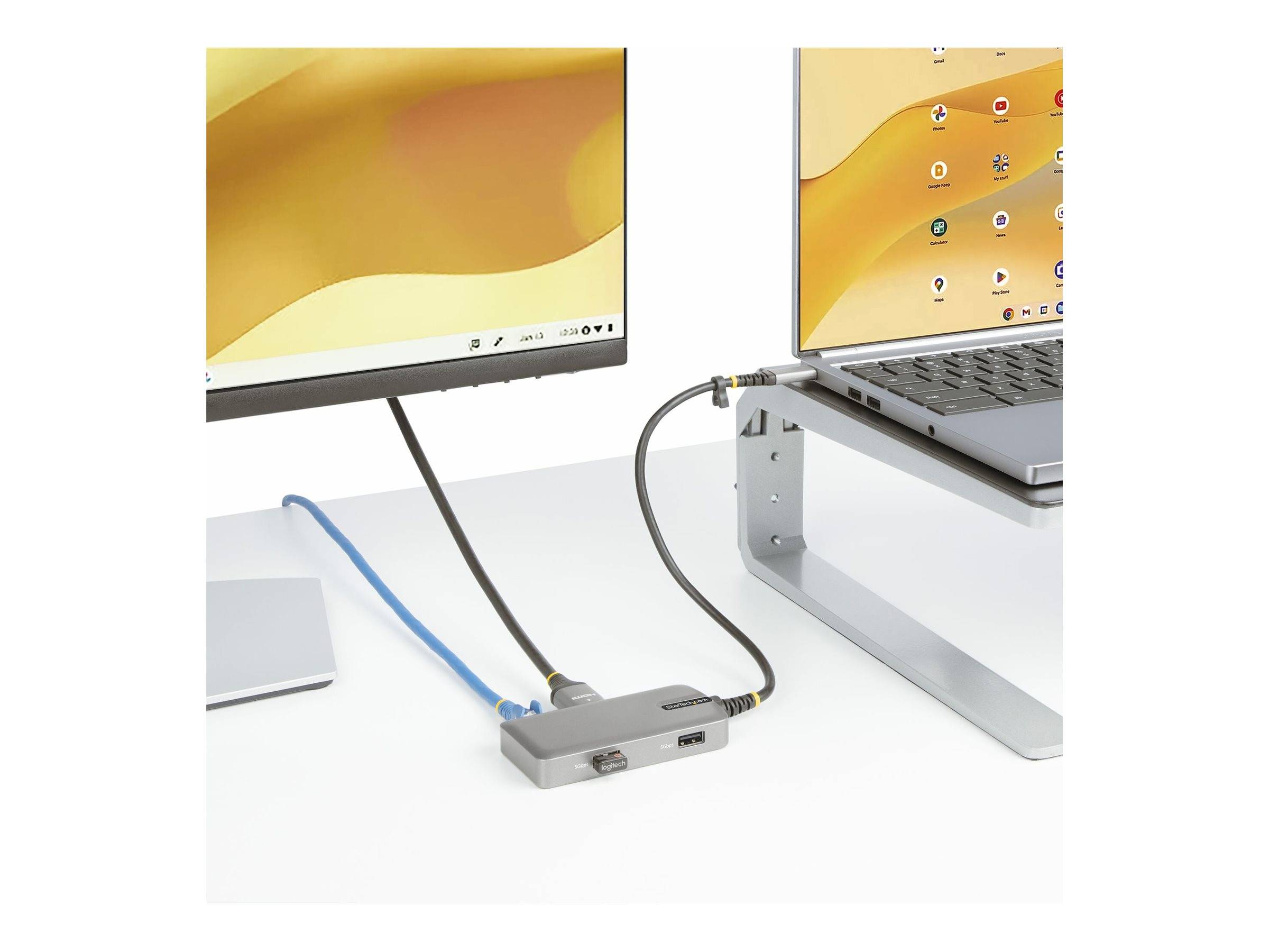 StarTech.com USB-C Multiport Adapter, 4K 60Hz HDMI w/HDR, 2-Port 5Gbps USB 3.0 Hub, 100W Power Delivery Pass-Through, Gb
