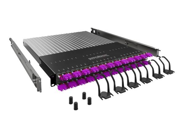 PATCHBOX PLUS+ SYSTEM OM4 - Glasfaser-Kabelmanagementsystem mit selbst einziehenden Patchkabeln - 1.7 m - RAL 9005 - 1U