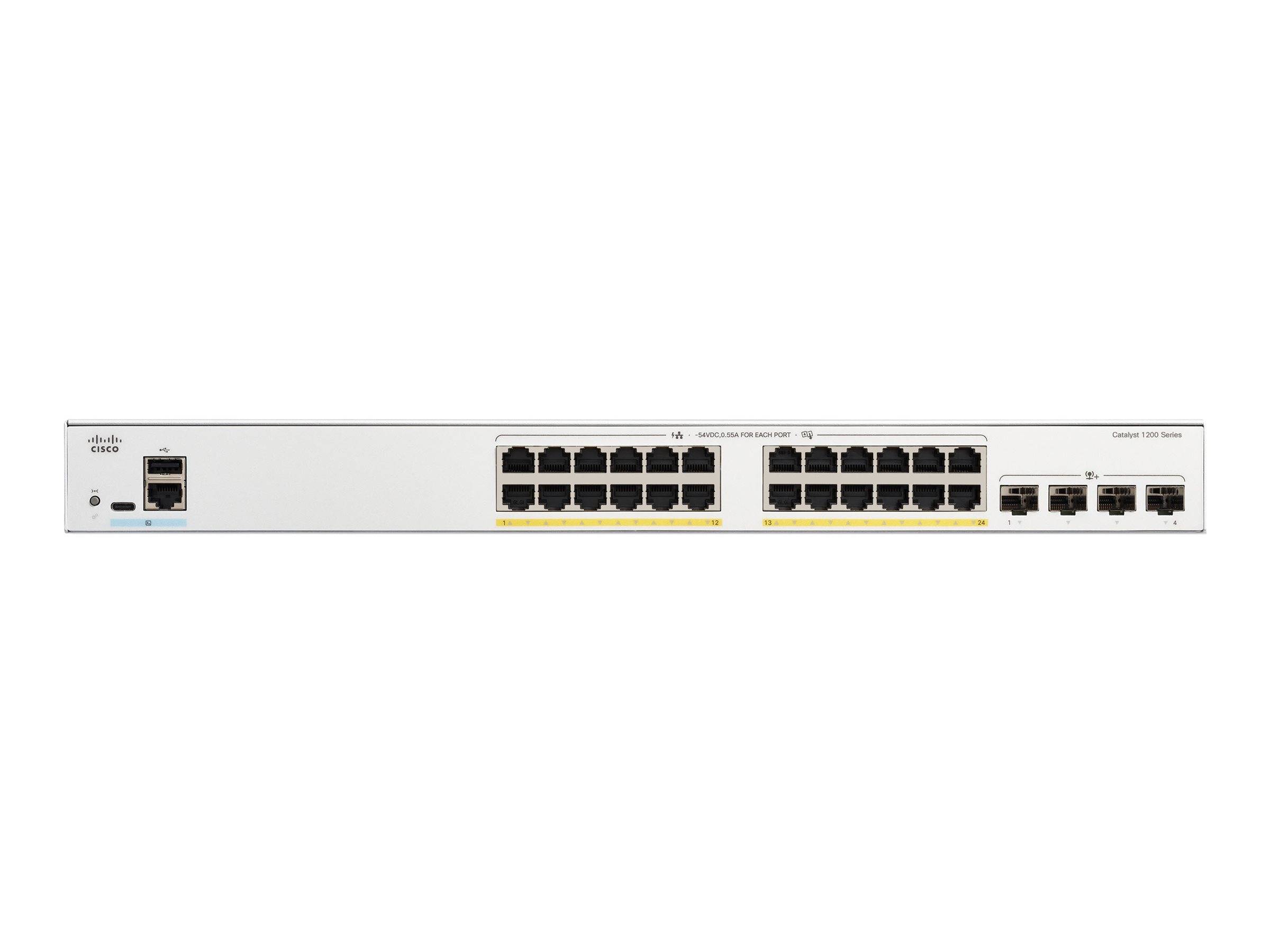 Cisco Catalyst 1200-24P-4X - Switch - L3 - Smart - 24 x 10/100/1000 (PoE+)-1