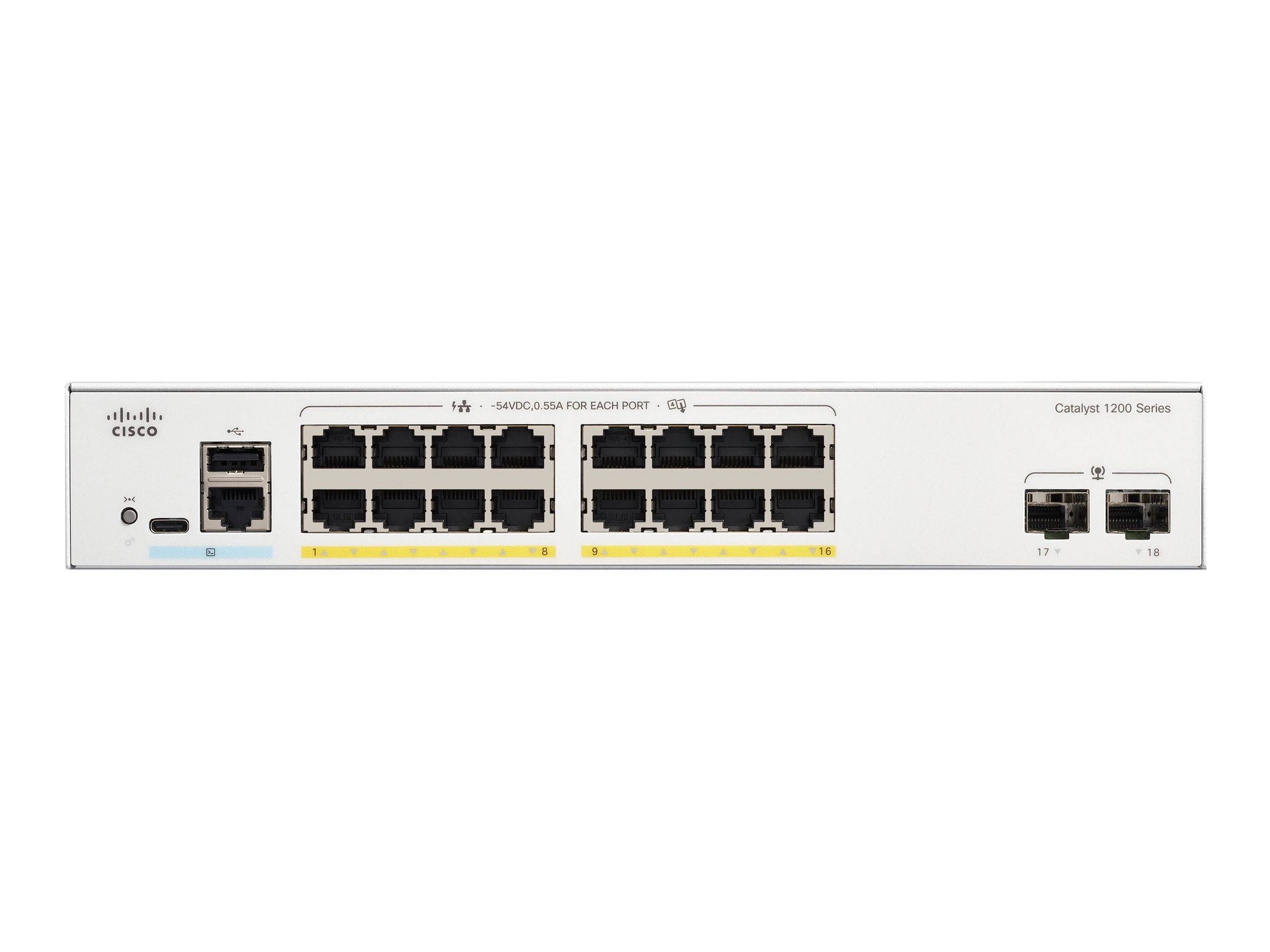 Cisco Catalyst 1200-16P-2G - Switch - L3 - Smart - 16 x 10/100/1000 (PoE+)-1