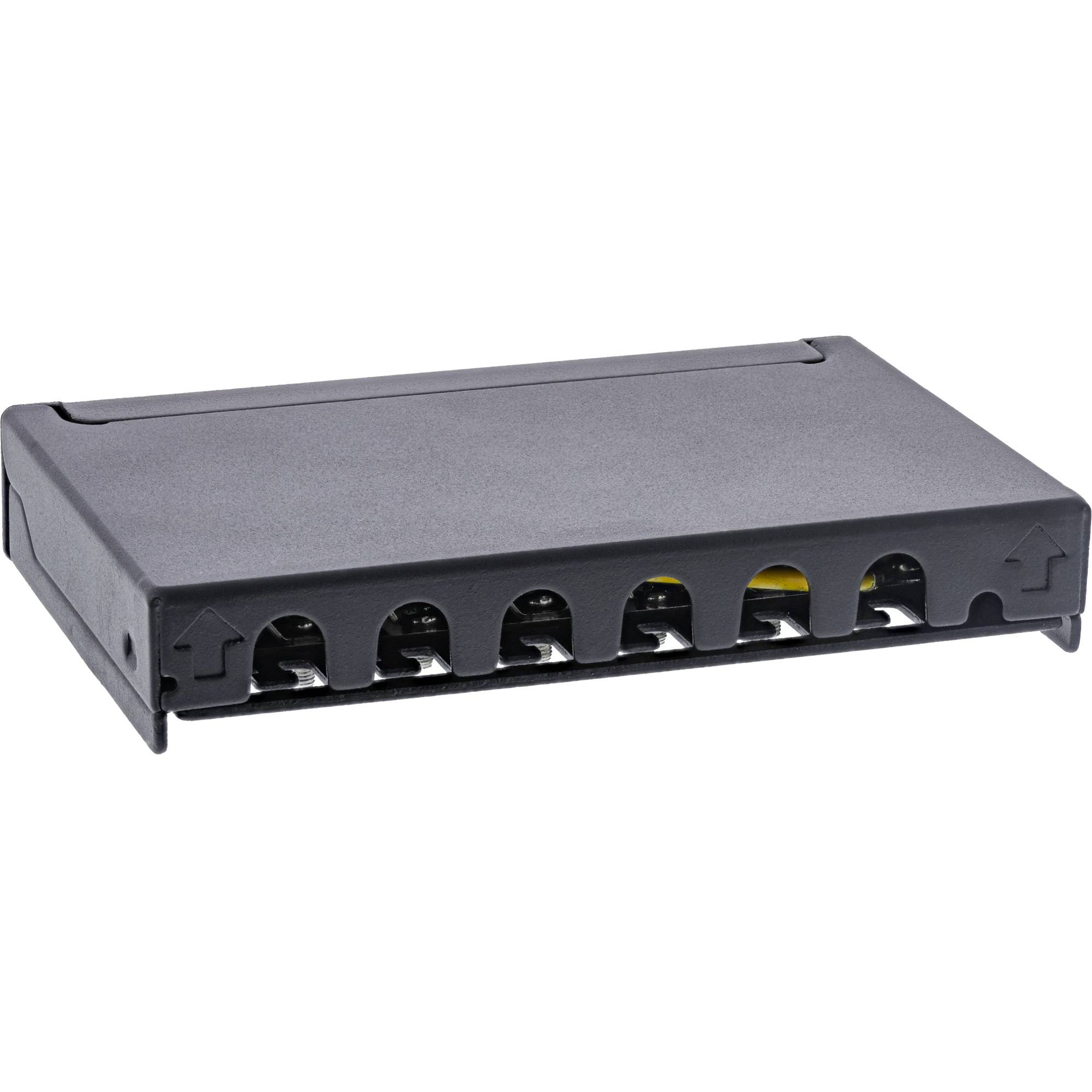 InLine® Patchfeld Cat.6A 0,5HE 6-fach, Tisch/Wand/Hutschiene schwarz Staubschutz-4