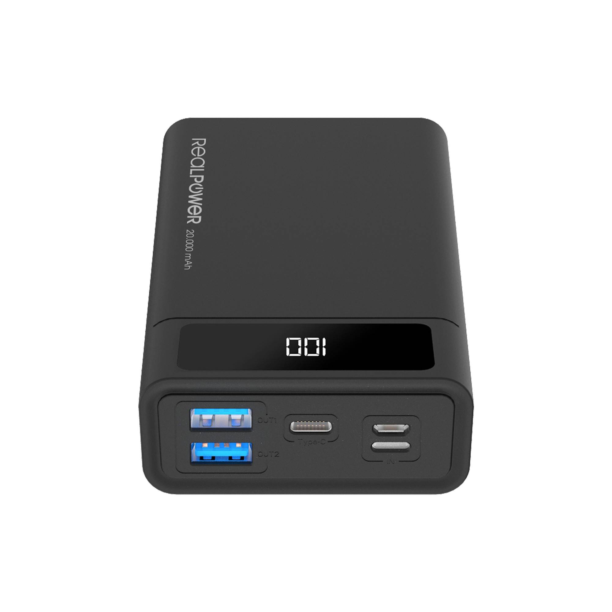 RealPower PB-20k PD, 20000 mAh, 18 W, Schwarz-1