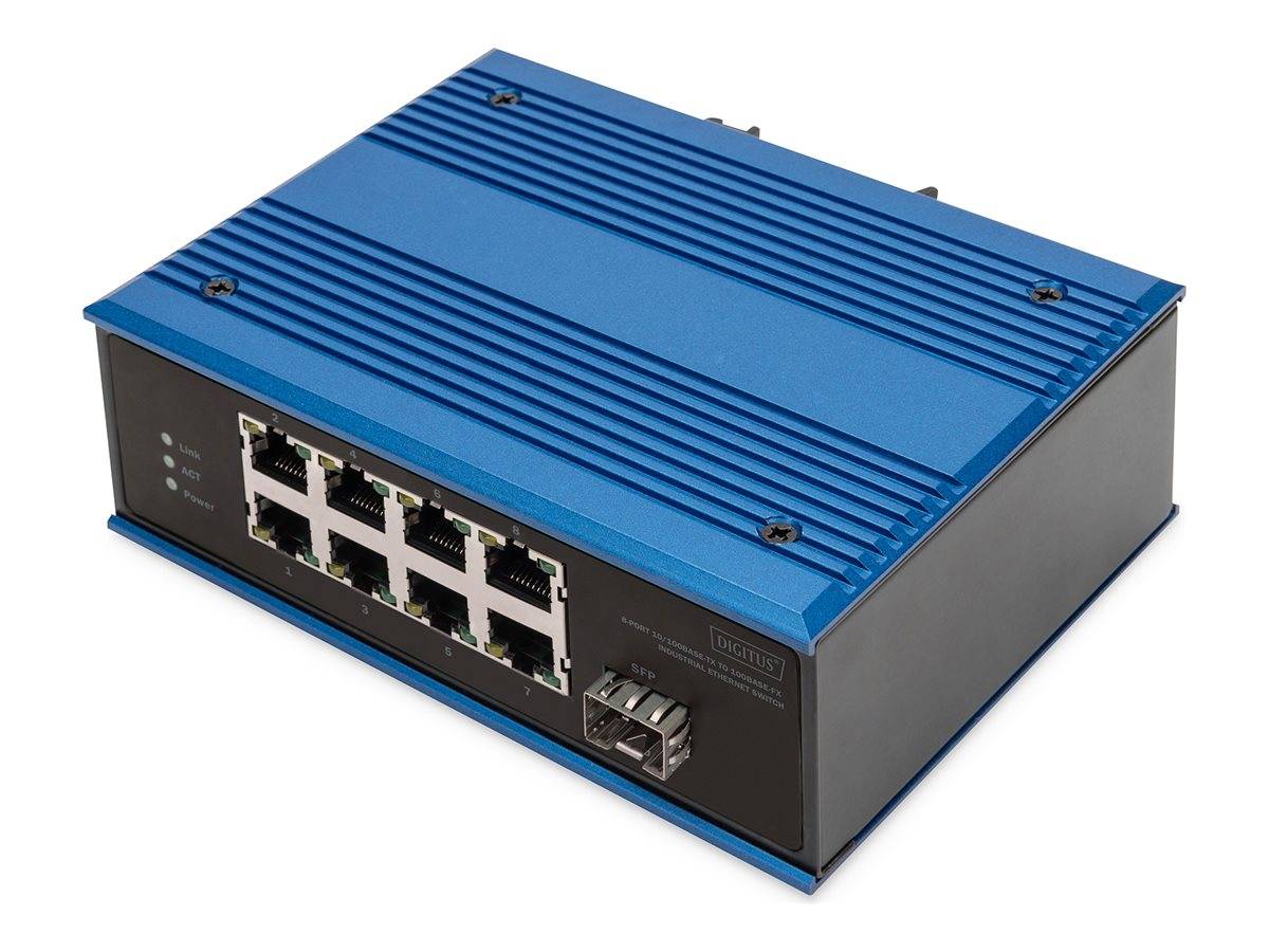DIGITUS - 8 Port Fast Ethernet Netzwerk Switch, Industrial, Unmanaged, 1 SFP Uplink-1