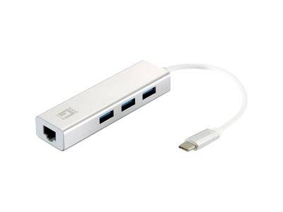 LevelOne USB-0504 - Hub - 3 x SuperSpeed USB 3.0 + 1 x 10/100/1000-0