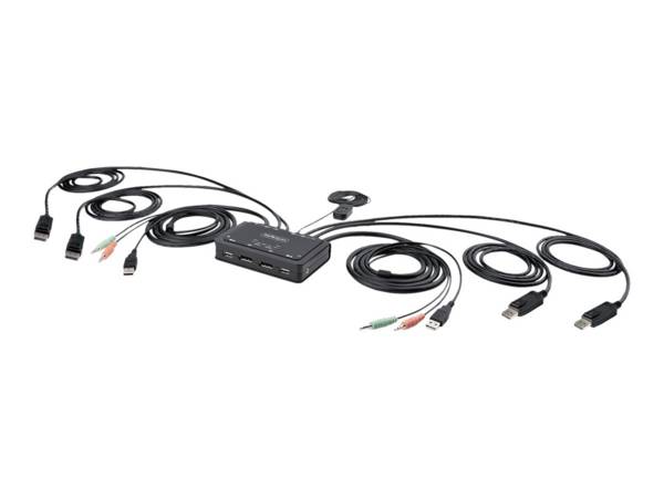 StarTech.com 2-Port Dual-Monitor DisplayPort Cable KVM Switch, 4K 60Hz, Compact KVM with 5ft/1.5m USB-A/DisplayPort/Audi