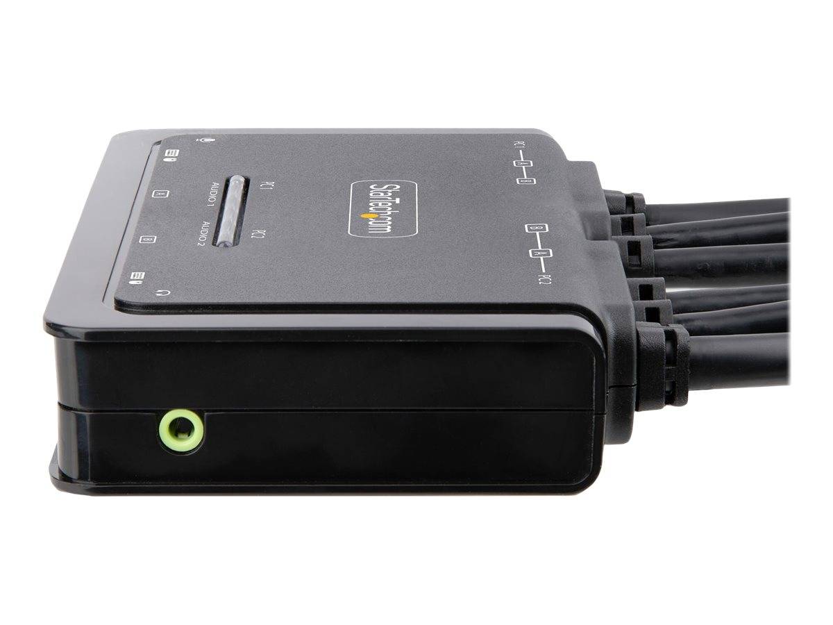 StarTech.com 2-Port Dual-Monitor DisplayPort Cable KVM Switch, 4K 60Hz, Compact KVM with 5ft/1.5m USB-A/DisplayPort/Audi-2