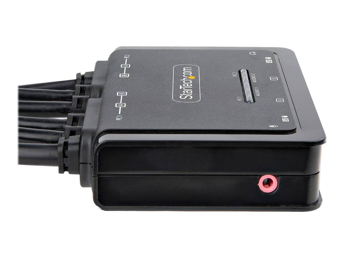 StarTech.com 2-Port Dual-Monitor DisplayPort Cable KVM Switch, 4K 60Hz, Compact KVM with 5ft/1.5m USB-A/DisplayPort/Audi-4