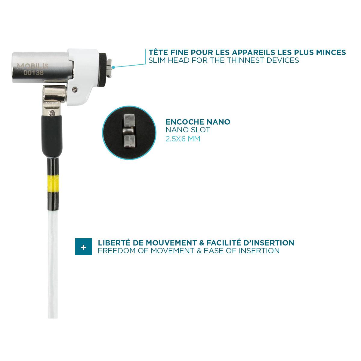 Mobilis Slim Rotating Security Lock Key - Sicherheitskabelschloss - 1.8 m-3