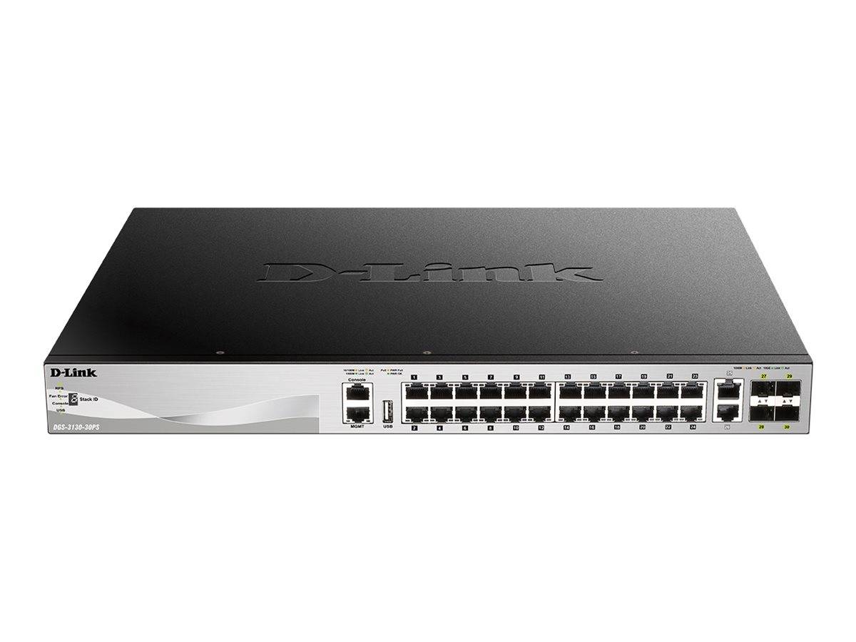 D-Link DGS-3130-30PS/E 30Port PoE Switch, Layer 3 PoE Gigabit Stack (SI)-1
