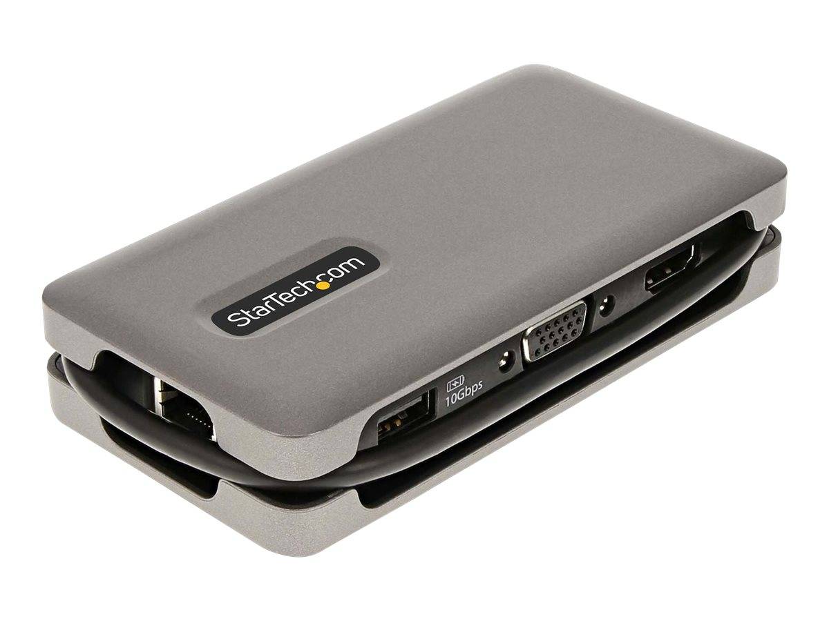 StarTech.com USB-C Multiport Adapter, HDMI/VGA, 4K 60Hz Video, 3-Port USB Hub, 100W Power Delivery Pass-Through, GbE, US-3