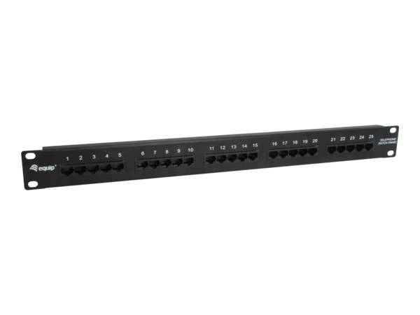 equip Pro ISDN - Patch Panel - CAT 3 - RJ-45 X 25 - Schwarz - 1U - 48.3 cm (19"")