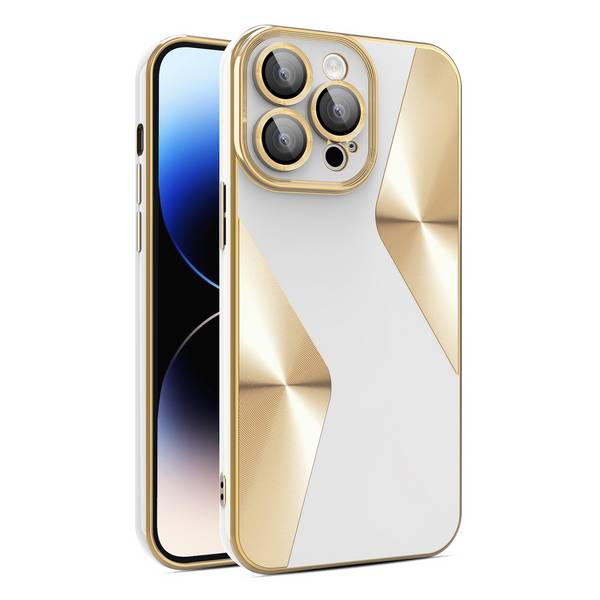 Für Apple iPhone 15 Pro Max Electroplating Silikon TPU Handy Hülle mit Kamera Schutz Weiß