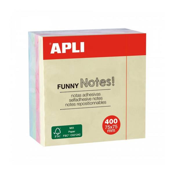 APLI Haftnotiz-Würfel "FUNNY Notes!", 75 x 75 mm, sortiert (66000500)