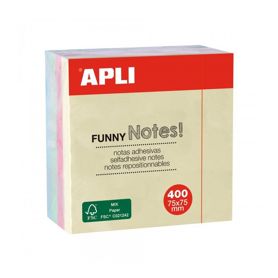 APLI Haftnotiz-Würfel "FUNNY Notes!", 75 x 75 mm, sortiert (66000500)-0