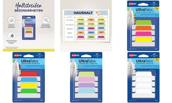 AVERY Zweckform Haftstreifen UltraTabs Pastell, 63,5 x 25 mm-5