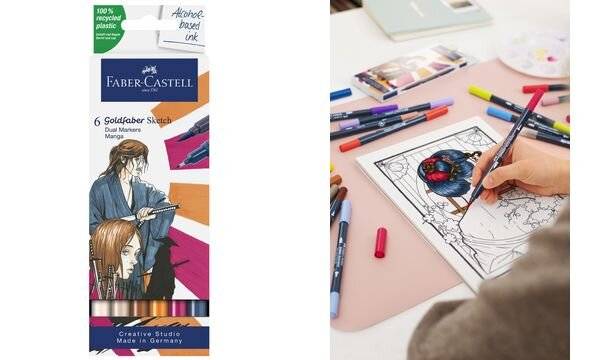 FABER-CASTELL Sketch Marker GOLDFABER, 6er Etui Manga-1