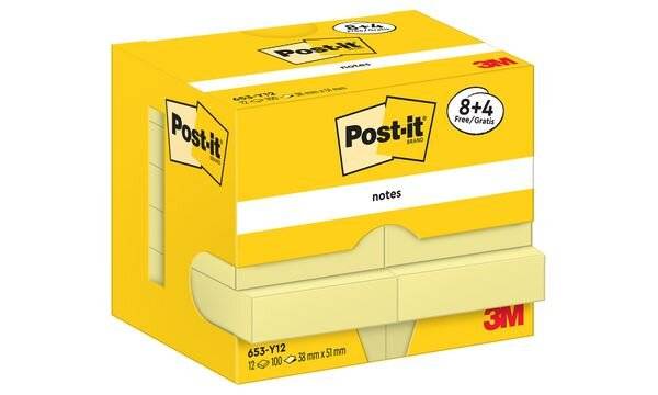 Post-it Notes Haftnotizen, 51 x 38 mm, gelb (9000832)-1