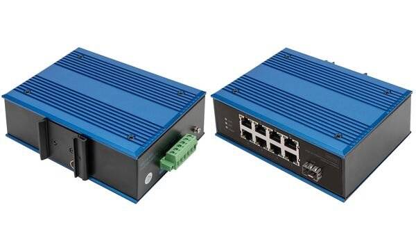 DIGITUS - 8 Port Fast Ethernet Netzwerk PoE Switch, Industrial, Unmanaged, 1 SFP Uplink-5