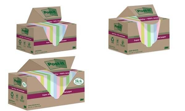 3M Super Sticky Recycling Notes Haftnotizen extrastark farbsortiert 18 --3
