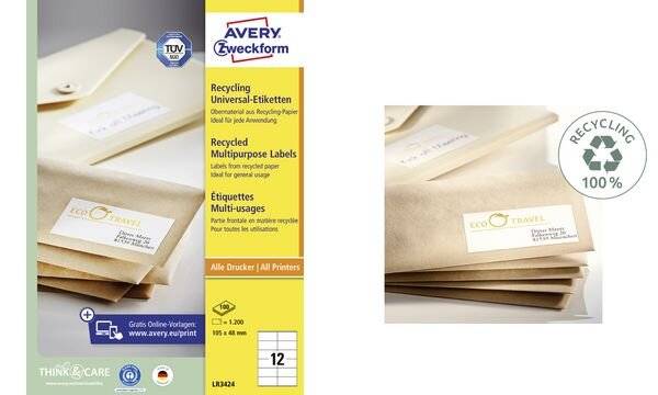 Avery-Zweckform LR3478 Universal-Etiketten 210 x 297 mm Weiß 1 St. Permanent haftend Laserdrucker-0