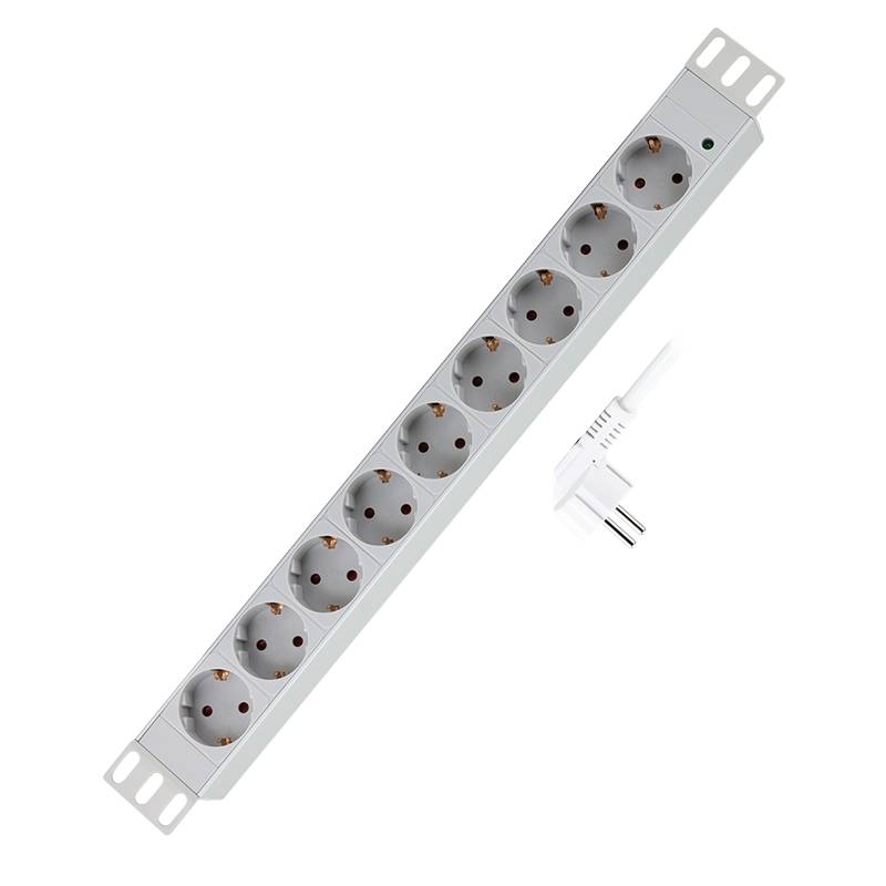LogiLink 19" Steckdosenleiste, 9-fach, ohne Schalter, grau (11117825)-1
