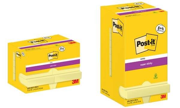 3M - Super Sticky Haftnotizen extrastark gelb 8 Blöcke+ GRATIS 4-1