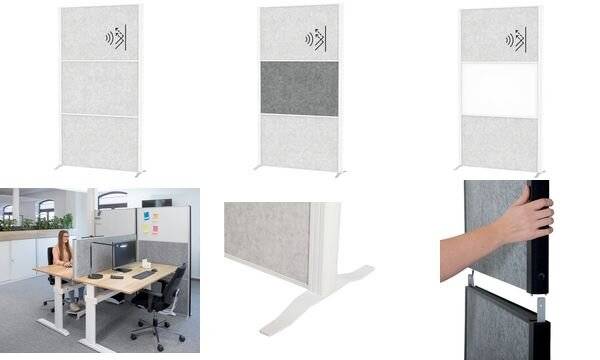 Stellwandsystem MAULconnecto 9613002 2xAkustik hellgrau 1xWB Stand-2