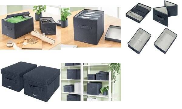 LEITZ Ablagebox aus Stoff, Größe L, 2er Set, samtgrau (80614589)-0