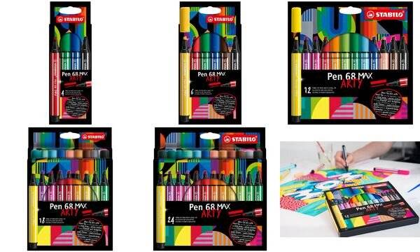 STABILO - Pen 68 MAX - 6 Farben - Schwarz - Blau - Braun - Grün - Rot - Gelb - 5 mm - 1 mm - Mehrfarbig - Rund-1