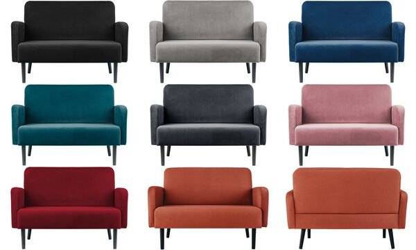 Sofa LISBOA 2Sitzer Samt sw/gr-4
