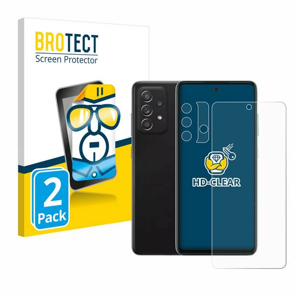 2x BROTECT Schutzfolie für Samsung Galaxy A52 (Display+Kamera) Folie Klar Transparent