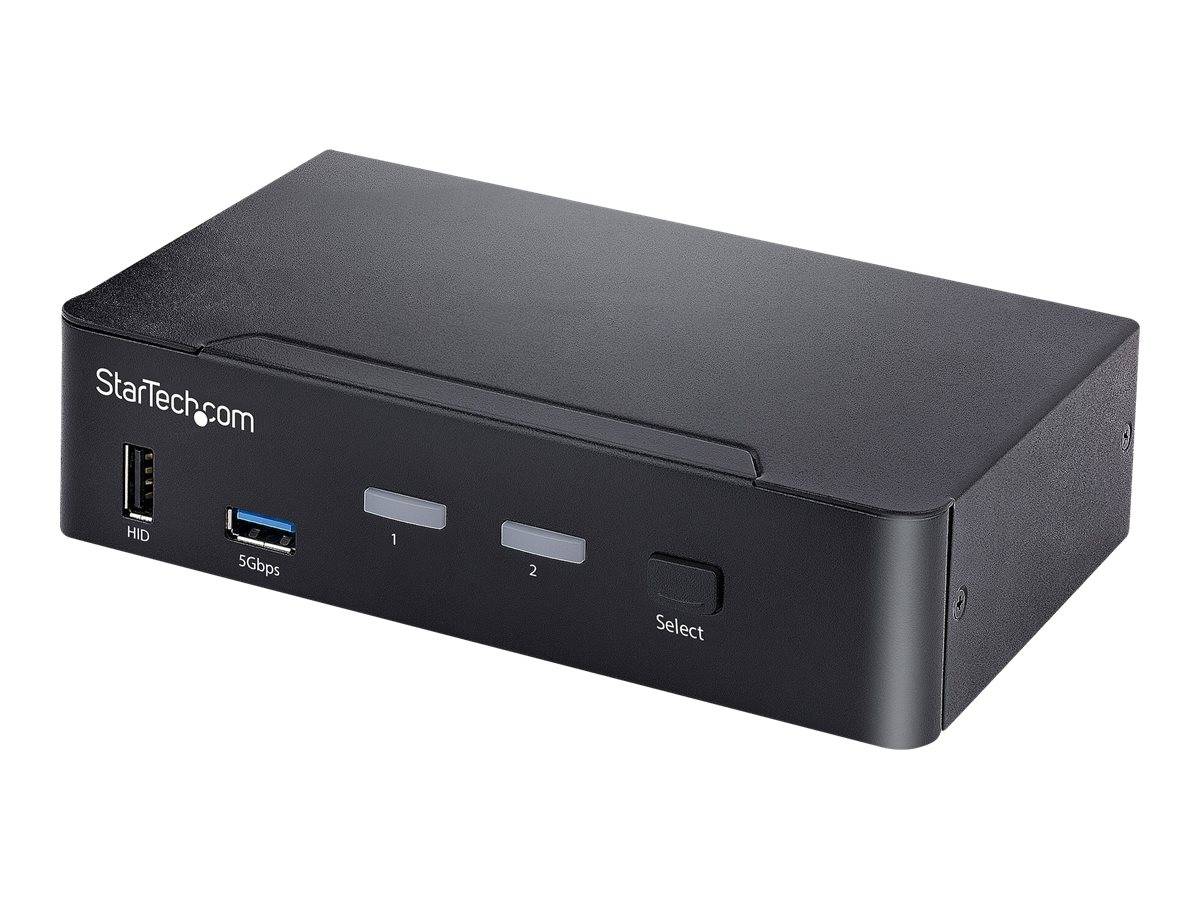 StarTech.com USB C KVM Switch, 2 Port DisplayPort KVM w/ 4K 60Hz UHD HDR Video, 3.5mm Audio, USB Type C KVM Switch, 4x U-0