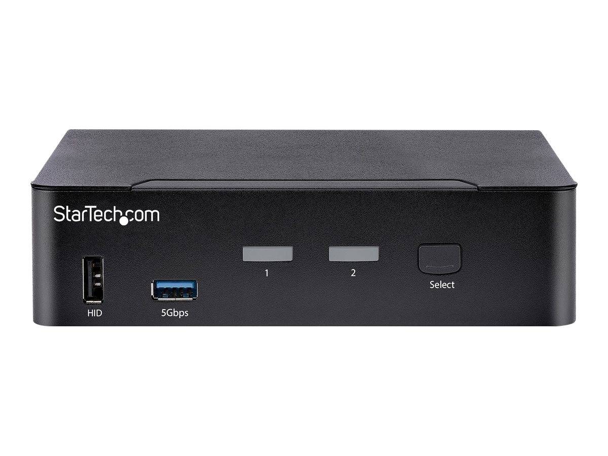 StarTech.com USB C KVM Switch, 2 Port DisplayPort KVM w/ 4K 60Hz UHD HDR Video, 3.5mm Audio, USB Type C KVM Switch, 4x U-2