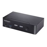 StarTech.com USB C KVM Switch, 2 Port DisplayPort KVM w/ 4K 60Hz UHD HDR Video, 3.5mm Audio, USB Type C KVM Switch, 4x U-4